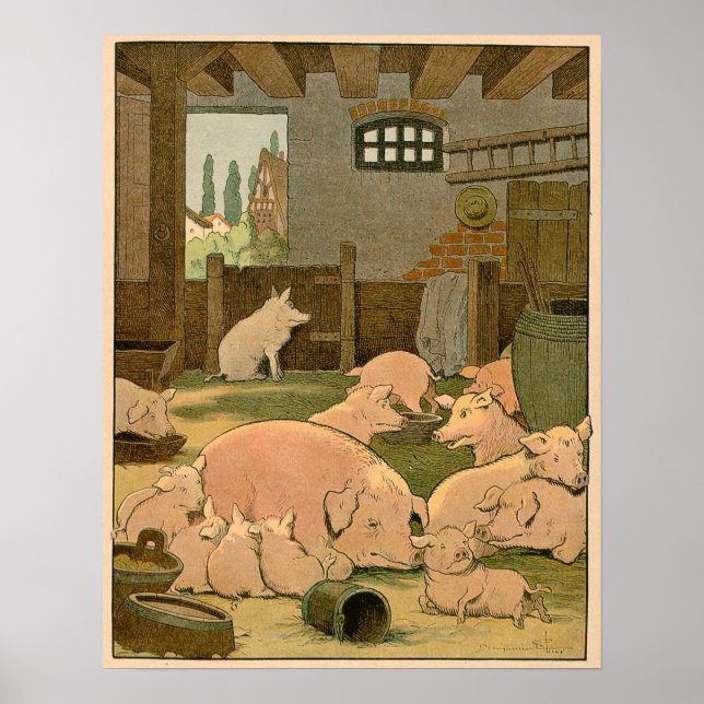 Piglets mor och Grisar och Baby på gården Poster (Framsidan)