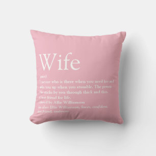 Pigpink Rolig Typografisk Modern Hustru Definition Kudde