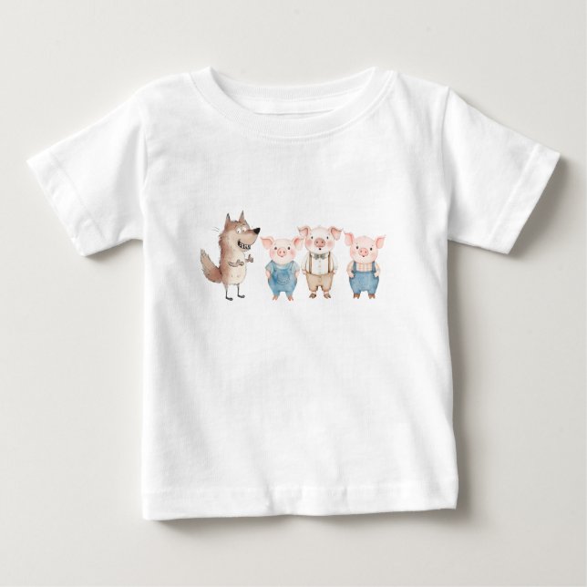 Pigs and Bad Wolf cartoon T Shirt (Framsida)