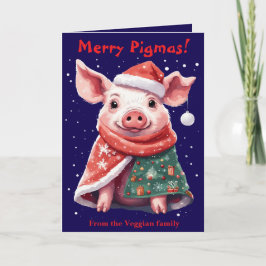 Pigs In Blankets And Santa Hat Cute Animal Christm Kort