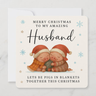 Pigs in Blankets Christmas Card for Husband Julkort