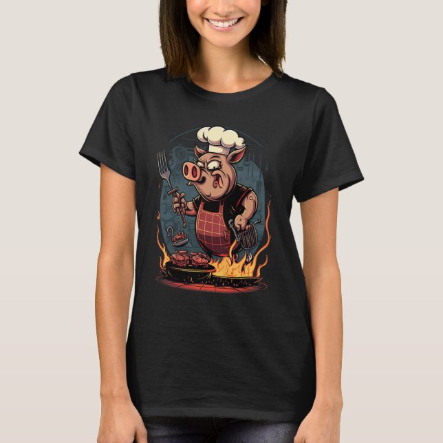 Pig's Meat   Pig Grilling Steak T Shirt (Framsida)
