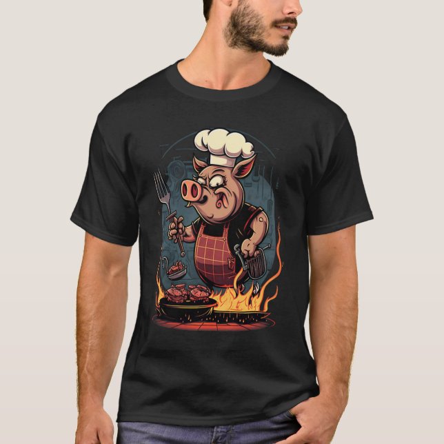 Pig's Meat   Pig Grilling Steak T Shirt (Framsida)