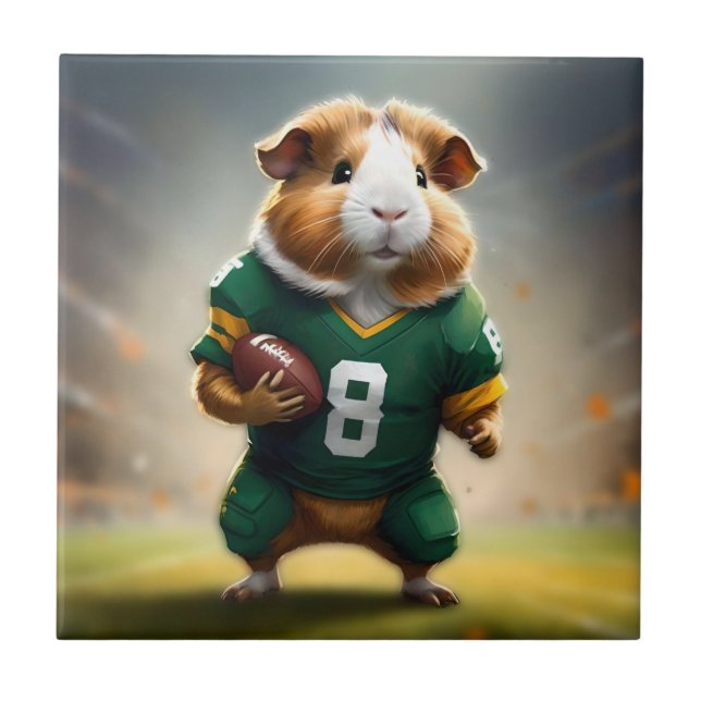 Pigskin Prodigy: Guinea Gris Quarterback Kakelplatta (Framsidan)