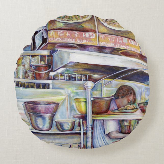 Pigtail Soppa, Singapore Rund Kudde (Framsidan)