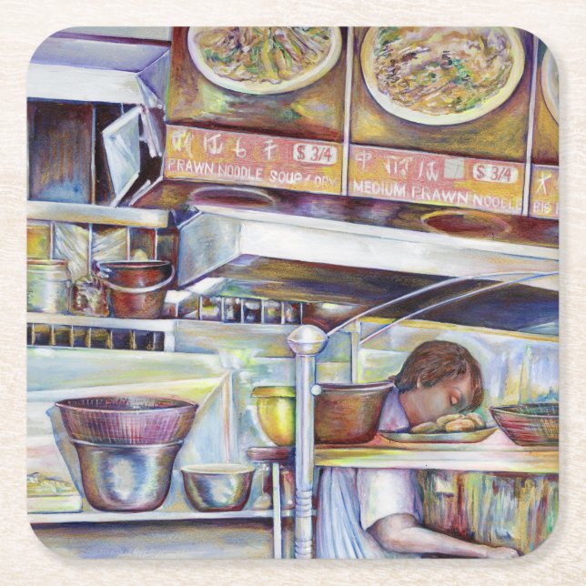 Pigtail Soppa, Singapore Underlägg Papper Kvadrat (Framsidan)