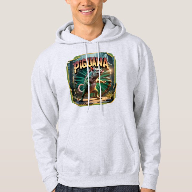 Piguana Illustration Combo Creature Funny Hoodie (Framsida)