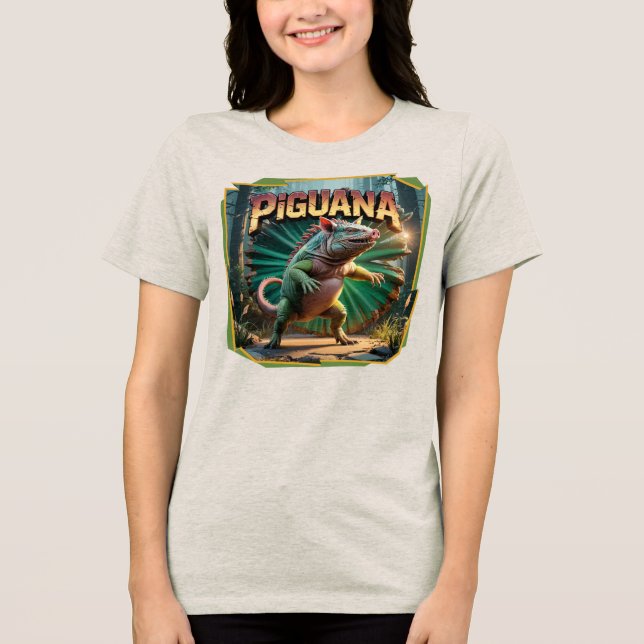 Piguana Illustration Combo Creature Funny T Shirt (Framsida)