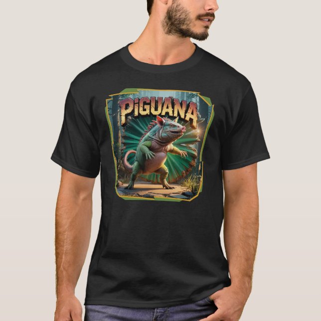 Piguana Illustration Combo Creature Funny T Shirt (Framsida)