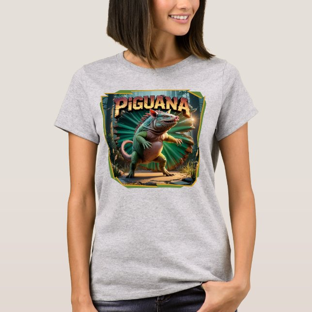 Piguana Illustration Combo Creature Funny T Shirt (Framsida)