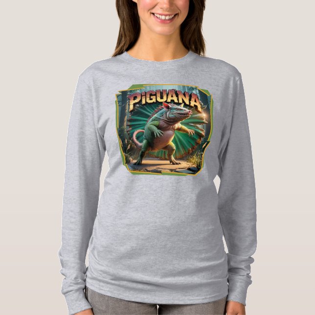 Piguana Illustration Combo Creature Funny T Shirt (Framsida)