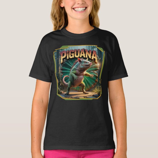 Piguana Illustration Combo Creature Funny T Shirt (Framsida)