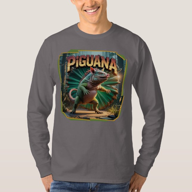 Piguana Illustration Combo Creature Funny T Shirt (Framsida)