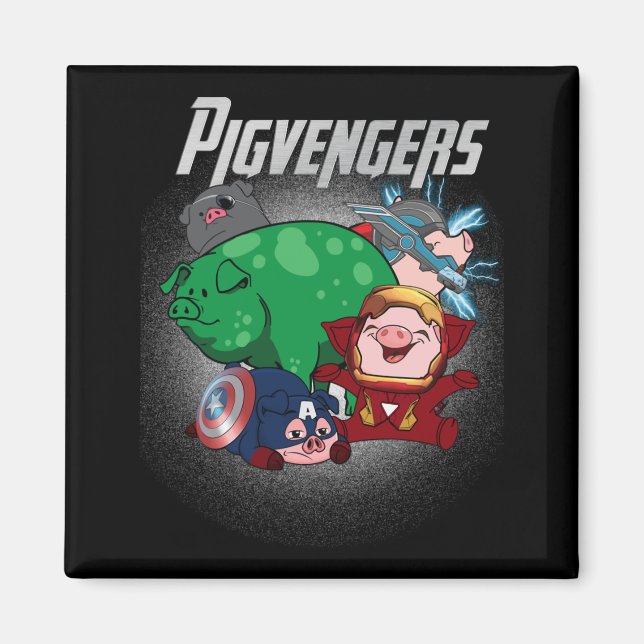 Pigvengers Assemble Toppen Animal Hero Gris Älskar Magnet (Framsidan)