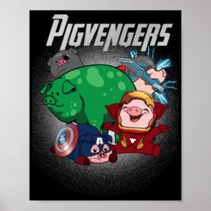 Pigvengers Assemble Toppen Animal Hero Gris Älskar Poster