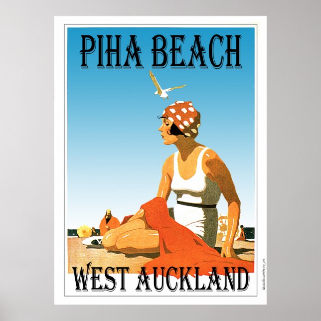 Piha Beach Väster Auckland Beach Poster (Framsidan)