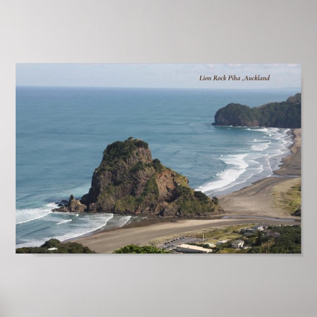 Piha ,Lejona Sten, Auckland Nya Zeeland Poster (Framsidan)