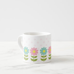 Piink och blåttvår blommor espressomugg