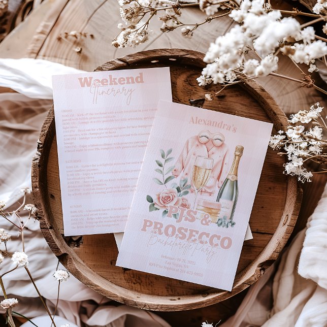 Pijamas och Prosecco Bachelorette Party Inbjudningar (Skapare uppladdad)