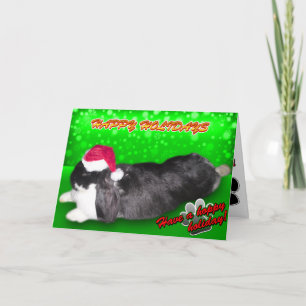 Pika Helgdag Santa Hat - Kaninbankkort Helgkort
