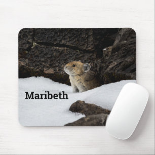 Pika i Snö med ditt namn Musmatta