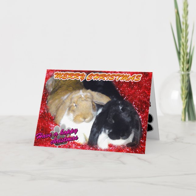 Pika & Ollie Tinsel Julafton - Kaninbunnyjulen Helgkort (Framsida)