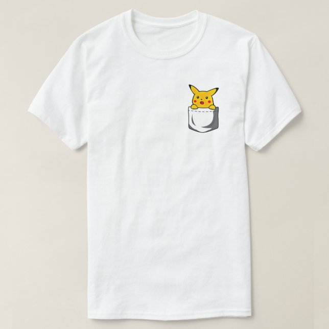 Pikachu Pocket Cartoon Illustration T Shirt (Design framsida)