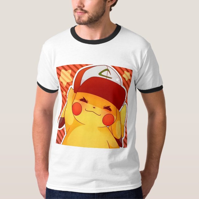 Pikachu Tränarhatt  T Shirt (Framsida)