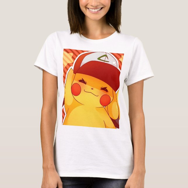 Pikachu Tränarhatt  T Shirt (Framsida)