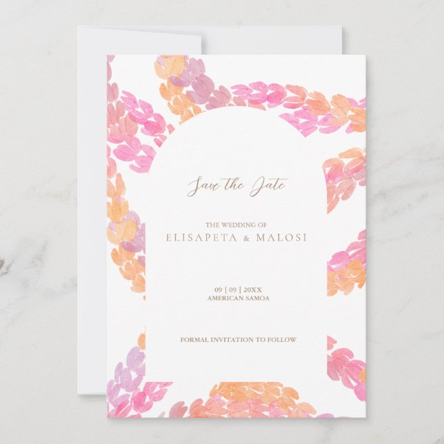 Pikake Bröllop spara datum Inbjudningar (Framsida)