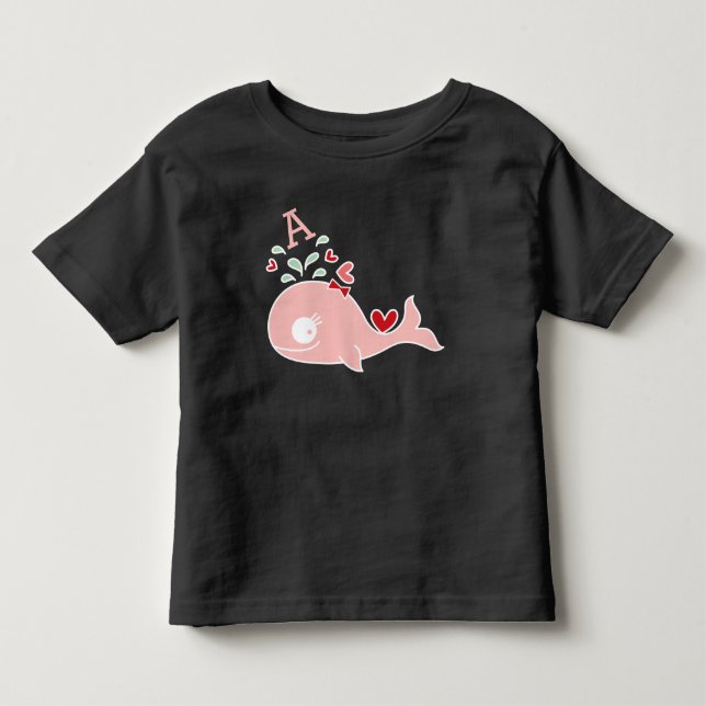 Pikant lilla rosa val Monogram Babyflicka T Shirt (Framsida)