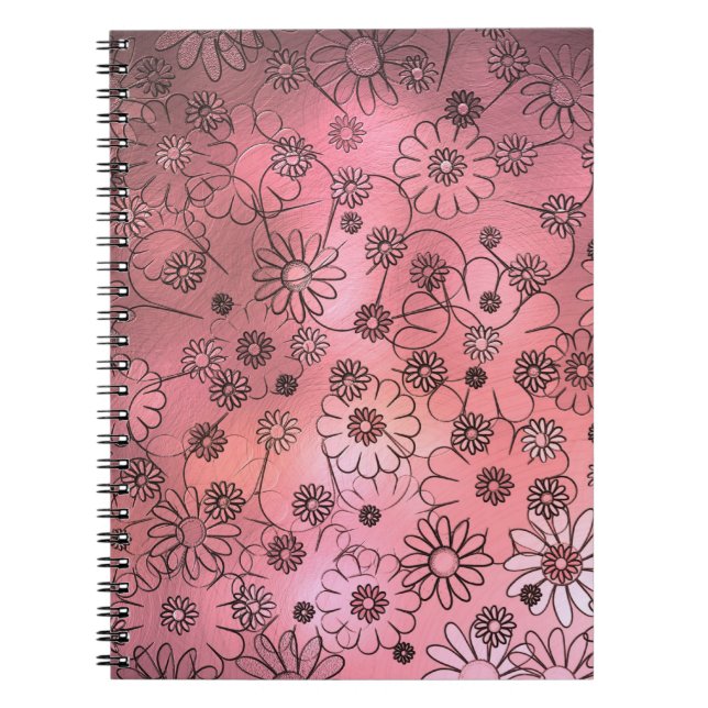Pikanta Rosa Blommor Anteckningsbok (Framsidan)