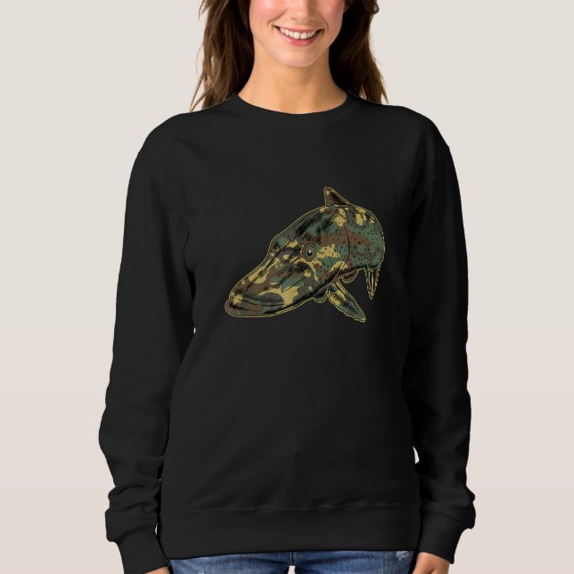 Pike Camouflage I Fishing Angler Fishing Fish Mana T Shirt (Framsida)