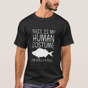 Pike Enkel Halloween Mänsklig Kostym Pickerel Fisk T Shirt
