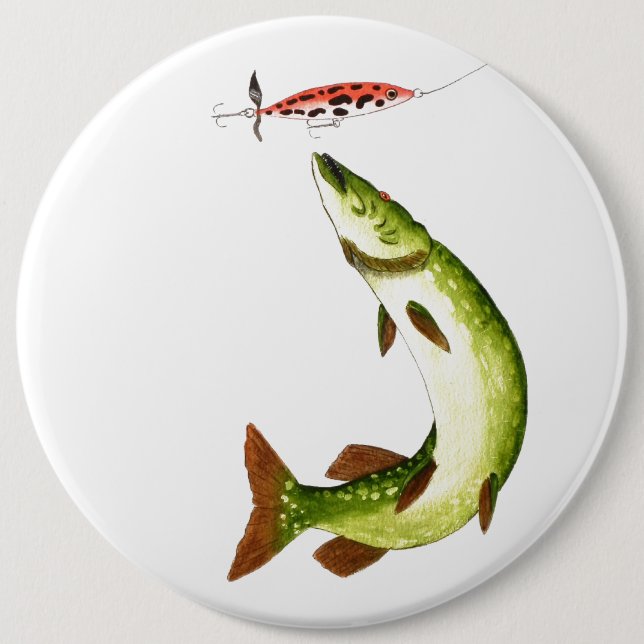 Pike Fishing angling gift Knapp (Framsida)