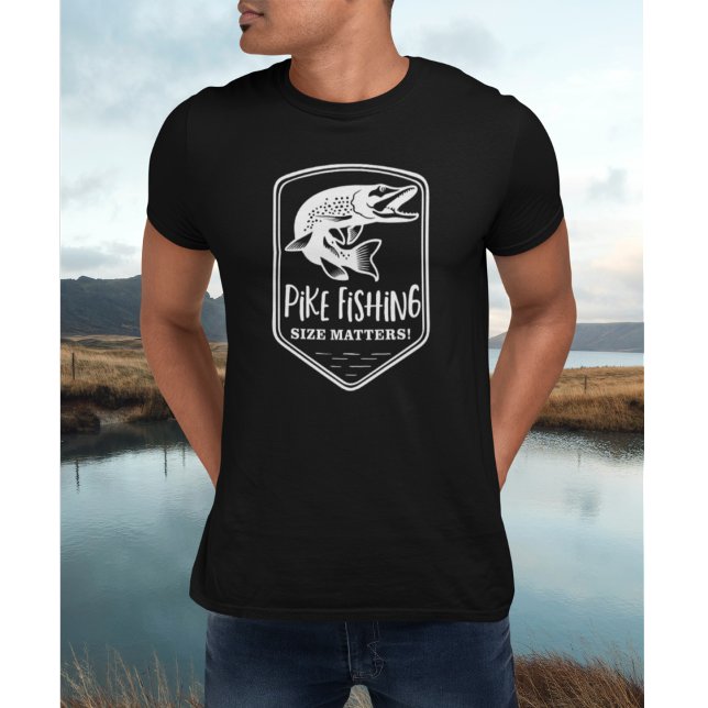 Pike Fishing Storlek Matters Angler Funny Fisherma T Shirt (Skapare uppladdad)