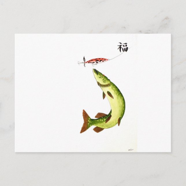 Pike Fishing Vykort (Framsida)