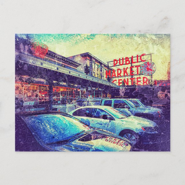 Pike Marker Center Seattle Washington Vykort (Framsida)