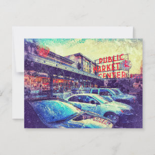 Pike Marker Center Seattle Washington Vykort