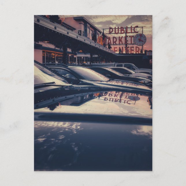 Pike Market Center Seattle and Reflection Vykort (Framsida)