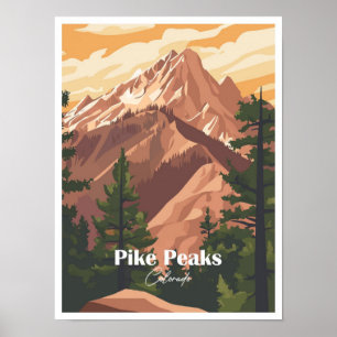 Pike Peaks Colorado Artwork Travel Ställe Poster