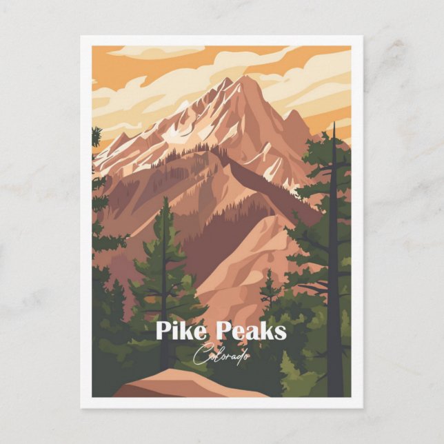 Pike Peaks Colorado Artwork Travel Ställe Vykort (Framsida)