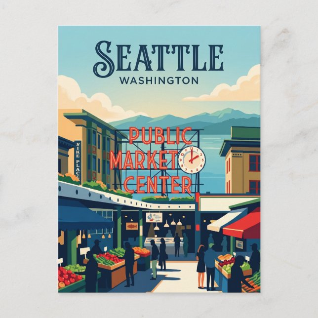 Pike Place Market Washington Vykort (Framsida)