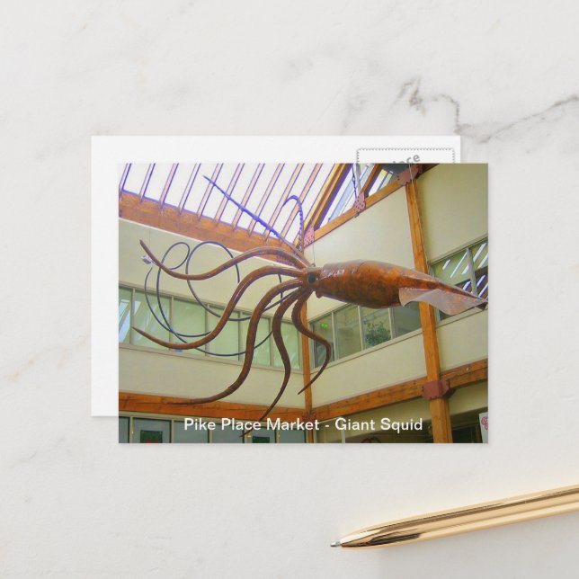 Pike Place Public Market Jättebläckfisk Seattle, W Vykort (Fram/Back In Situ)