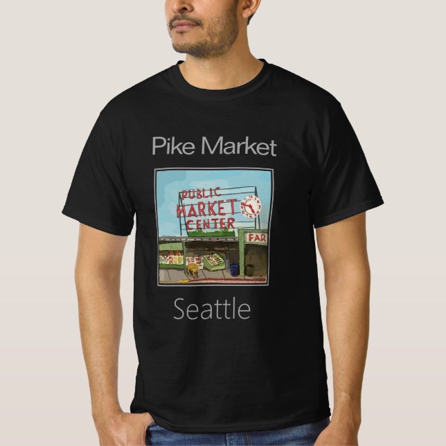 Pike Ställe Market, Seattle T Shirt (Framsida)