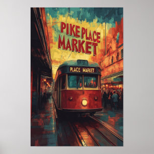 Pike Ställe Market Seattle Washington USA Travel Poster