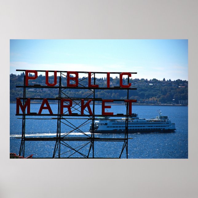 Pike Ställe Market & Seattle Waterfront Poster (Framsidan)