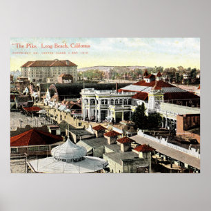 Piken, Long Beach, Kalifornien vintage 1910 Poster