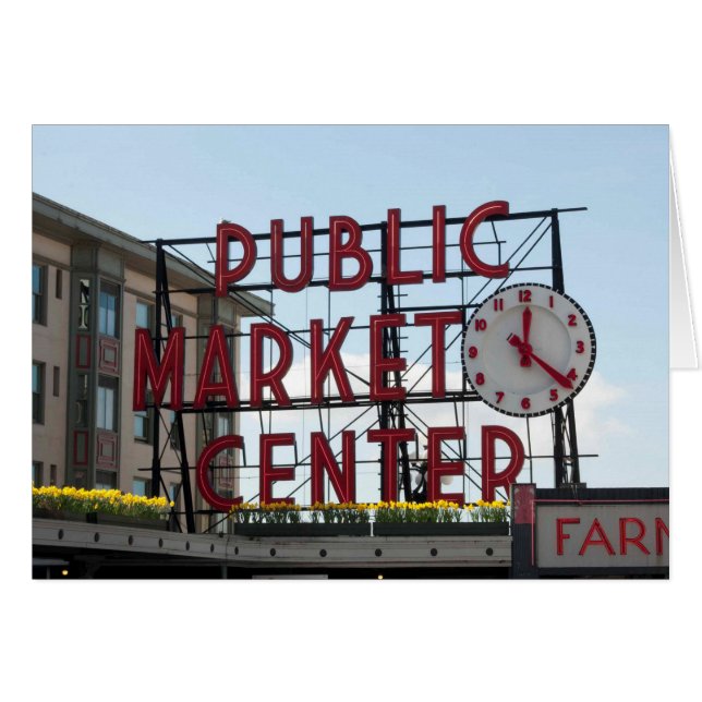 Pikes Market i Seattle, WA Hälsningskort (Framsidan Horizontal)