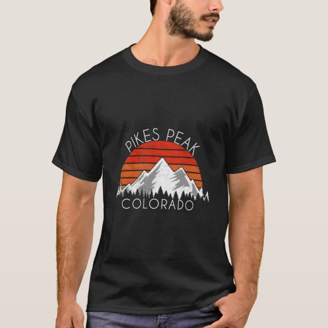 Pikes Peak Colorado Distressed T Shirt (Framsida)